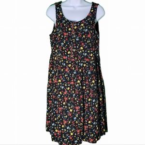Black Floral Sleeveless Dress,  Size M